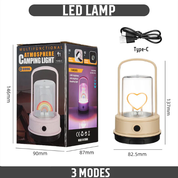 LED-ліхтар з теплим жовтим світлом через прозорий ковпак